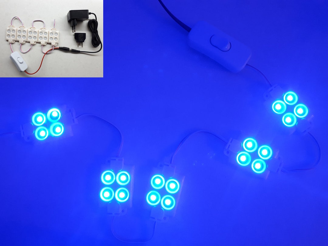 5 Blue LED Module, Power Supply, ON OFF Switch, Drinks Bar Lighting ...
