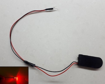 Kleine rode led werkt op batterijen CR2032, accubak, rode verlichting, lichtpartijen, lichte projectconstructie, rode led-diode, rode led-gaming