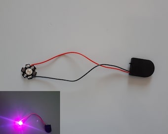 Purple led battery button, DIY lighting, CR2032 battery lamp, Small button battery box, battery house with switch, Purple magical light, LED