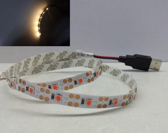 Tira de LED de color blanco cálido, tira de LED USB, iluminación blanca cálida, luz de pantalla de computadora, luz de televisión, iluminación nocturna, luz de TV USB, luz USB