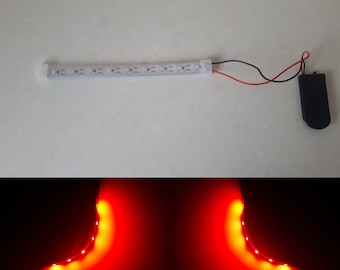 Red LED strip protector Battery operation CR2032, Waterproof, LED strip in flexible silicone sleeve, Battery box, Red lighting,Light project