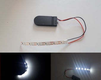 Cold white LED strip powered by CR2032 batteries, Party lighting, lighting Princess, lighting White, LED light fun, LED Button batteries