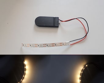 Warm white LED strip Battery Power on CR2032, Night lamp, light White, LED Lamp preparation, Lighting accessory, Battery light, Battery box