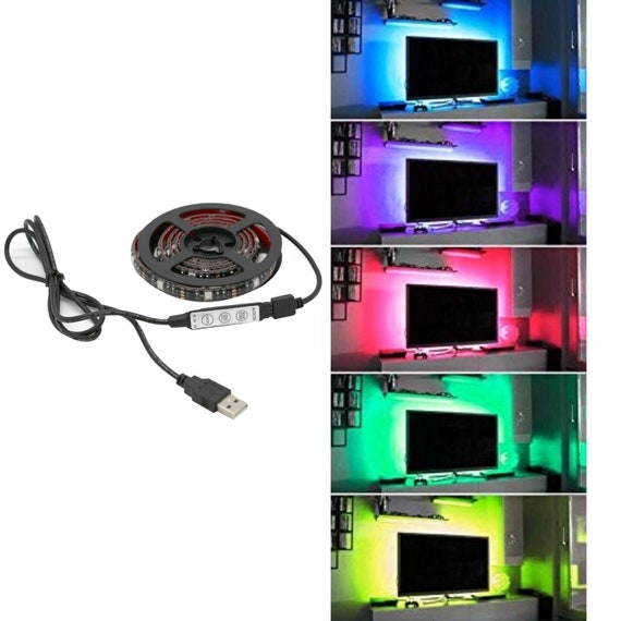 Bande LED USB RVB, Bande LED multicolore, contrôleur à 3 boutons