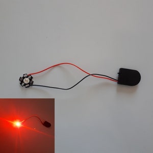 Red battery LED, Small battery house CR2032, Battery lighting for personal projects, Small battery holder, DIY red light color, Battery Lamp