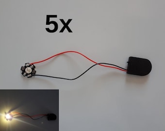 5 Pcs Warm White led battery button, DIY lighting, CR2032 battery lamp, Small button battery box, battery house with switch, Magical light