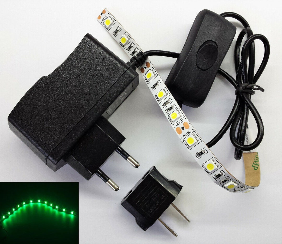 Green LED Strip + Power Supply + Switch, LED Strip for Kitchen Cabinets ...