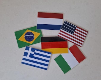 6 flag magnets, Personal choice of country flags, Fridge magnets, Beautiful gift set magnet, United States flag, Greece flag Size 9.5x6.5cm