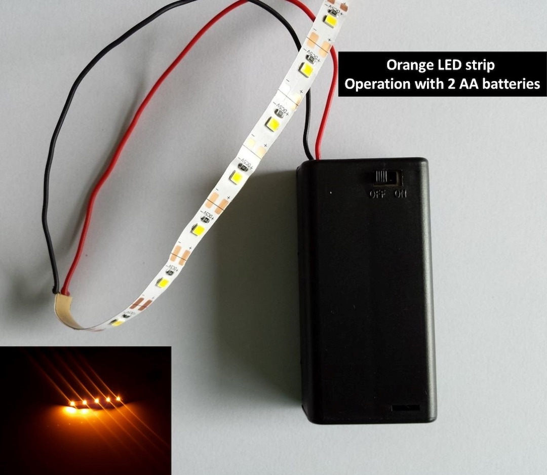 Orange LED Strip Battery Power on AA, Night Lamp, Light Orange
