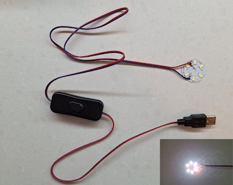 LED cold white round aluminum 3W USB 5V, Strong Led light, led lamp, Lighting signs, Warm white lighting, Switch, 1m cable, D.I.Y lighting