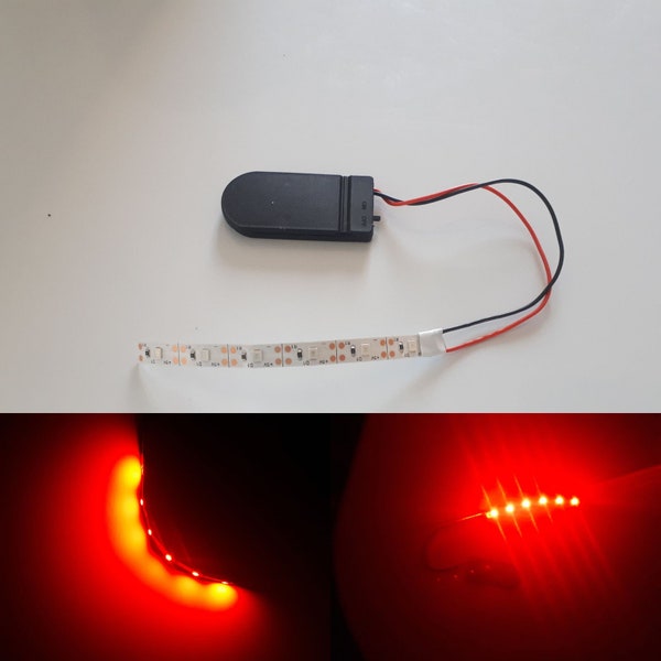 RED LED strip Battery operation CR2032, Battery box, Red lighting, Light parties, Light project construction, Light games, Red LED Gaming