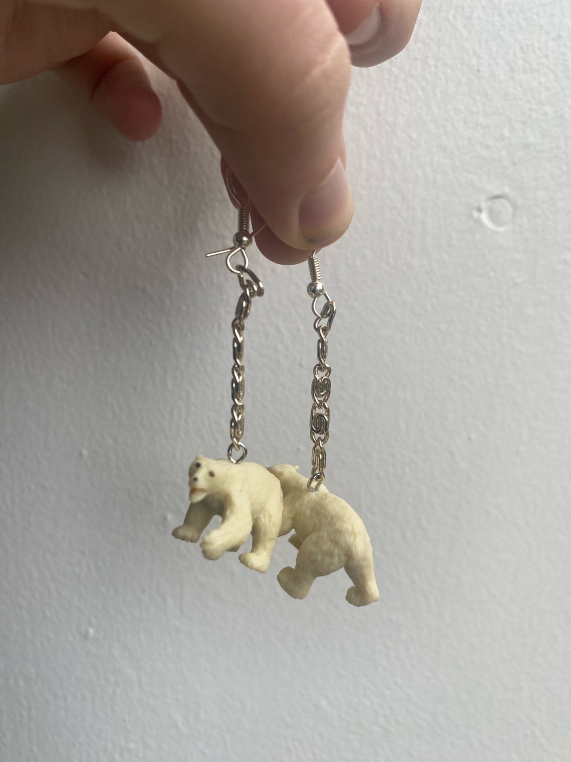 Polar Bear Chain Earrings Etsy