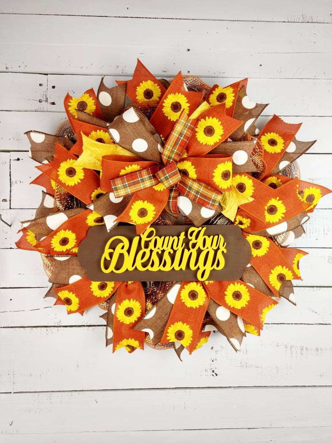 Sunflower wreath for front door Sunflower door decor Fall Etsy