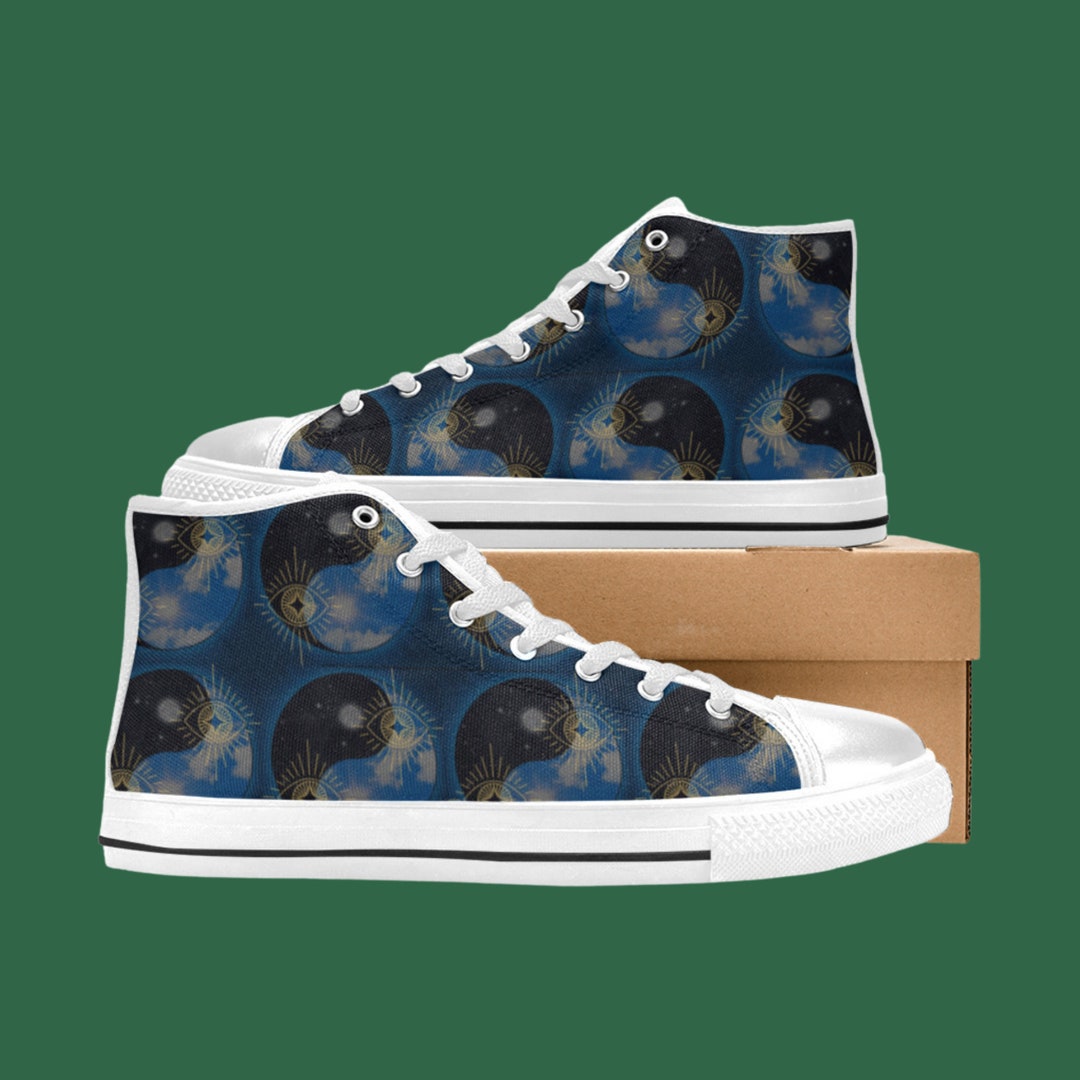 High Top Canvas Yin Yang Shoes Custom Made Shoes for Balance Etsy