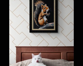 Squirrel Art Print: Modern Animal Wall Decor (Digital Download)