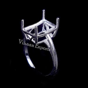 ring mount ring mount without stone ring mount empty mount ring 925 Sterling Silver Stamped 10*14 mm Emerald Cut stone solitaire Ring Mount
