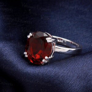 garnet ring 925 sterling silver 10*12 mm oval cut natural garnet gemstone ring wedding gift for her ring january birthstone garnet ring