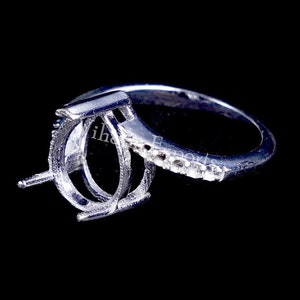 ring mount ring mount without stone ring mount empty mount ring 925 Sterling Silver Stamped 10*12 mm Pear Shape 1.50 mm Round Mount Ring