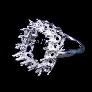 ring mount ring mount without stone ring mount empty mount ring 925 Sterling Silver Stamped 10*12 mm Emerald Cut stone 3 mm Round Cut Mount
