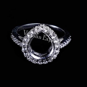 ring mount ring mount without stone ring mount empty mount ring 925 Sterling Silver Stamped 10*12 mm Pear 1.80 mm Round Prong Set Ring Mount