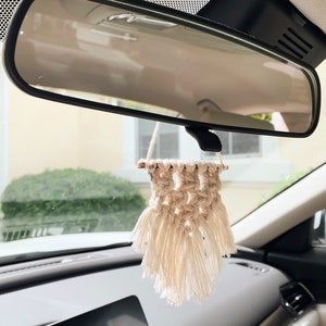 Macrame Car Charm / Boho Car Diffuser / Essential Oil Car Charm