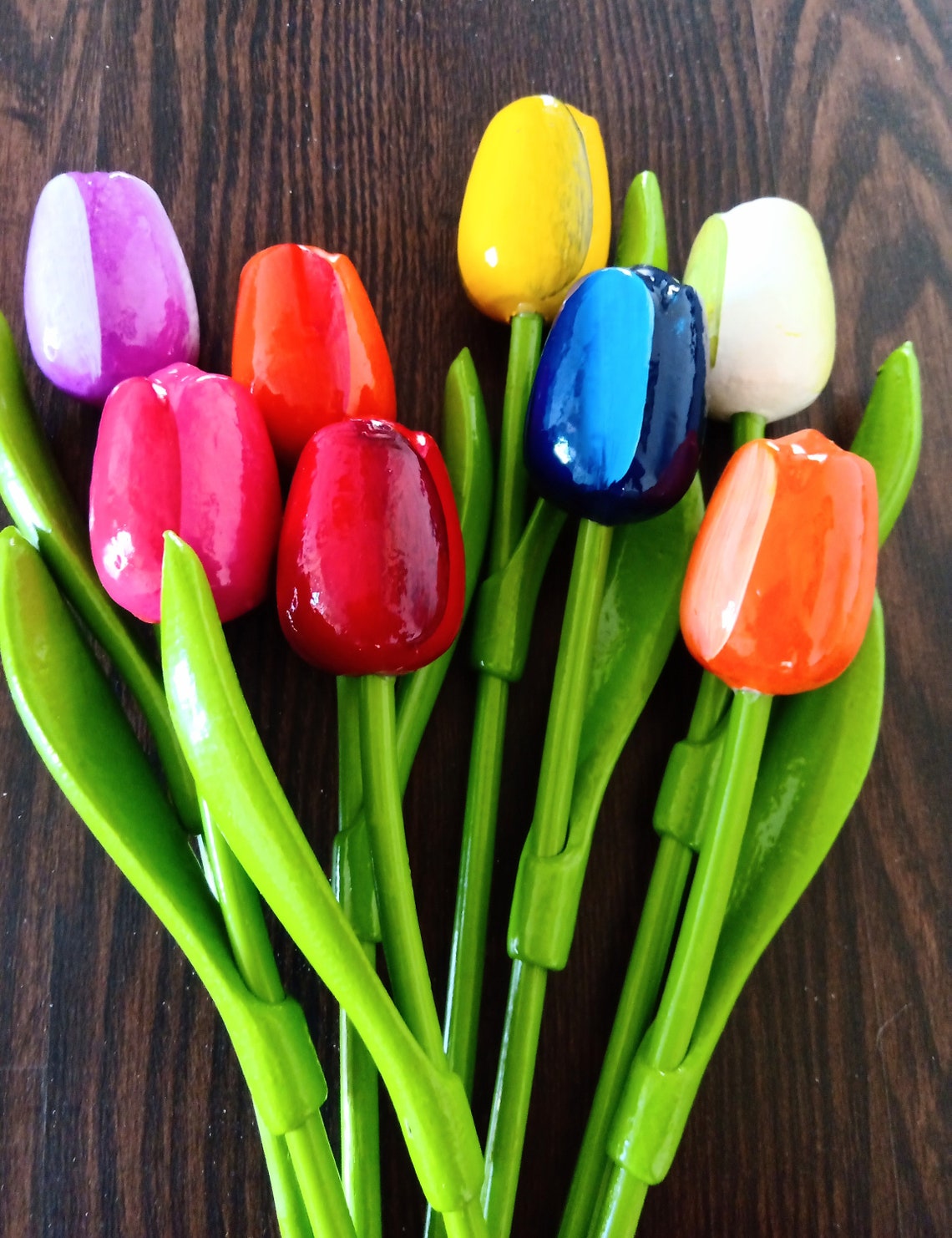 SALE 11 Wood decor tulips Tulip bouquet Handmade wood floral Etsy