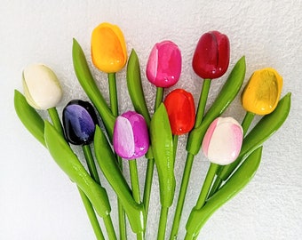 SALE! 9x Wood tulips different colors Handmade wood floral Spring flowers Cottagecore decor Holland tulip Wooden tulips Mother gift Wedding