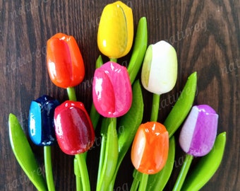 AUSVERKAUF! Holzdekor Tulpen verschiedene Farben Handgefertigte Holzblumen Frühlingsblumen Cottagecore Dekor Holland Tulpen Holztulpen ölbemalt Mama