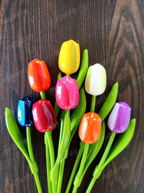 VENTA Decoración de madera tulipanes de diferentes colores - Etsy España