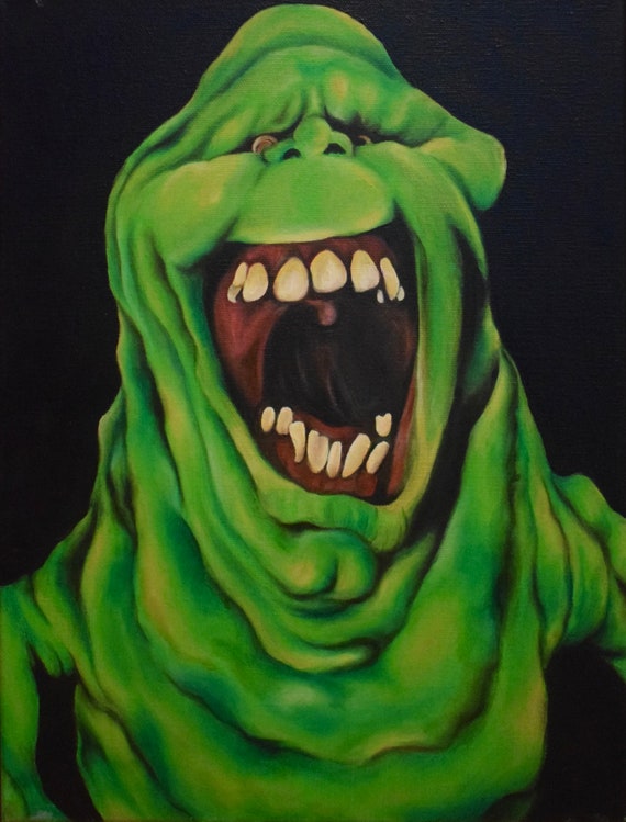 Ghostbusters Slimer canvas painting oil 1984 | Etsy