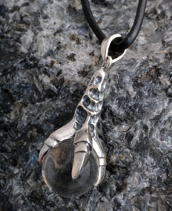Sterling Silver Necklace with Pebbled Dragon claws