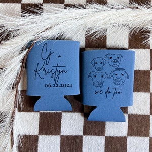 Custom Wedding Pet Can Cooler | Can Holder | Dog | Cat | Pet Lovers | Custom Drawing Pet Portrait | Wedding Favor | Gift For Wedding Guests