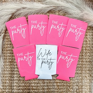 Wife Of The Party Skinny Can Coolers | Bridal Party | Bachelorette Party Favors | Gifts For Bridesmaids | Can Holders | Drink Holder