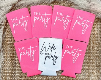 Wife Of The Party Skinny Can Coolers | Bridal Party | Bachelorette Party Favors | Gifts For Bridesmaids | Can Holders | Drink Holder