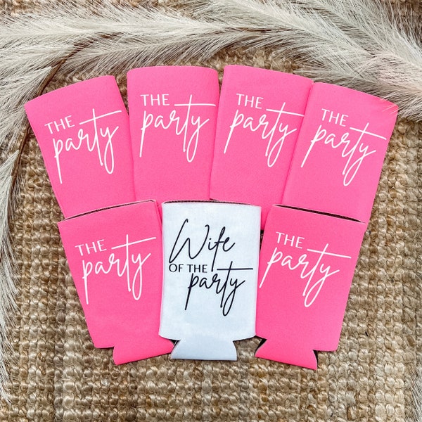 Wife Of The Party Skinny Can Coolers | Bridal Party | Bachelorette Party Favors | Gifts For Bridesmaids | Can Holders | Drink Holder