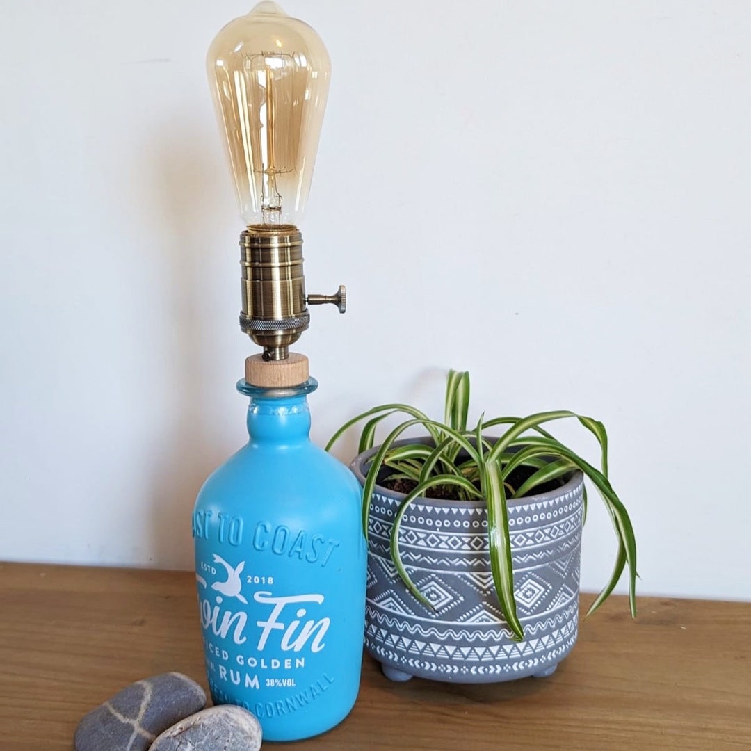 Rum Bottle Lamp Glass Bottle Lamp Industrial Table Lamp Etsy