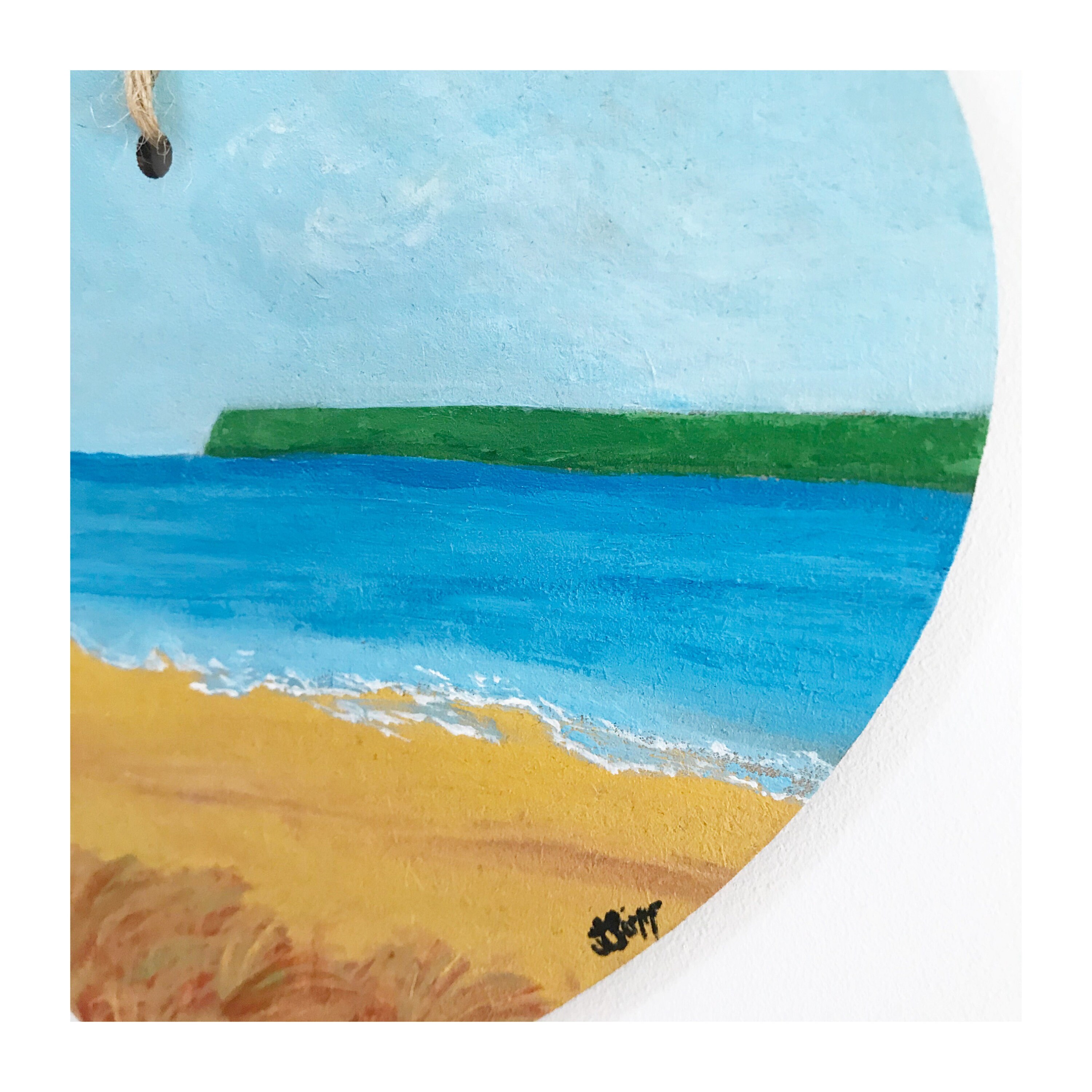 Painted Wood Slice Hand Painted Beach Art Original Scenic Etsy UK