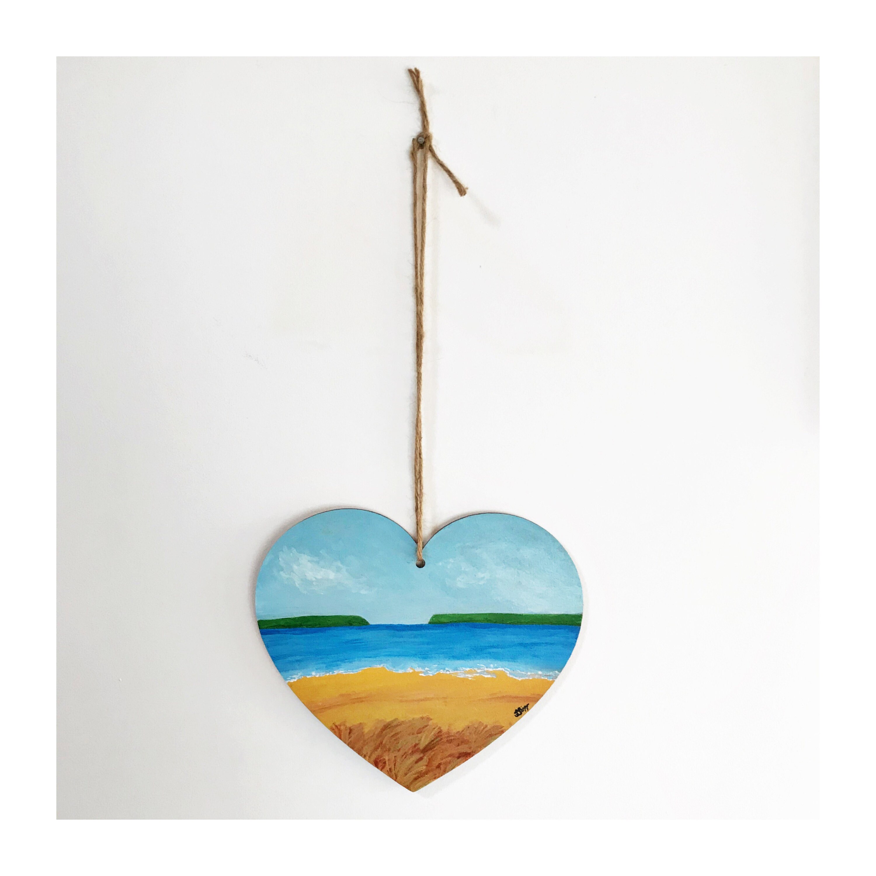Painted Wood Slice Hand Painted Beach Art Original Scenic Etsy UK