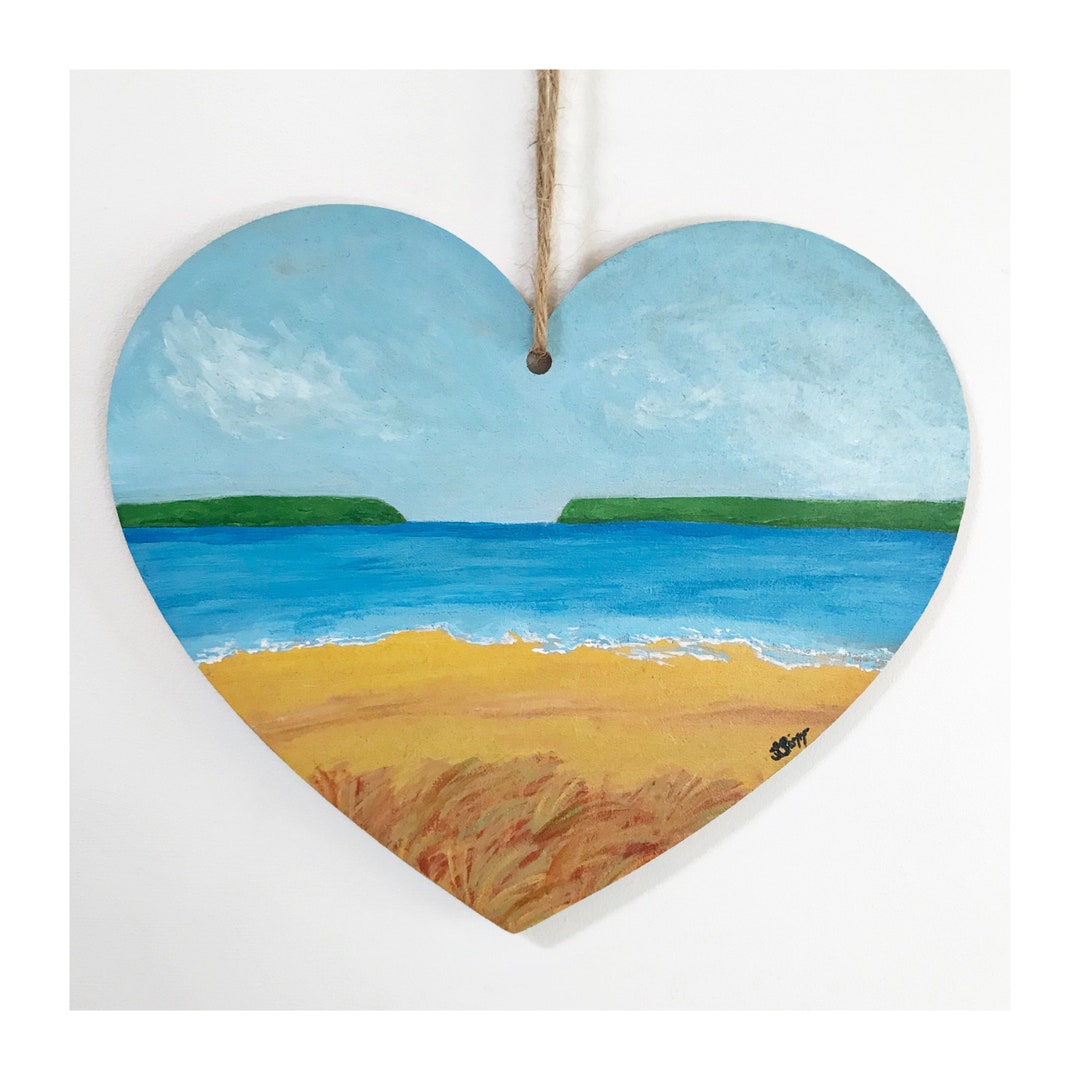 Painted Wood Slice Hand Painted Beach Art Original Scenic Etsy UK
