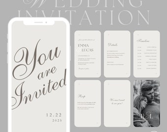 Gepersonaliseerde Canva bruiloft video-uitnodiging - Earth Tone Design - elegante minimale geanimeerde uitnodigingsvideo - direct downloaden