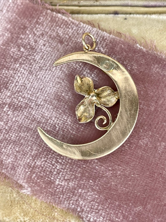 Antique Enamel and Garnet Crescent Moon Honeymoon… - image 4