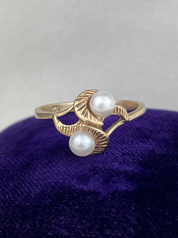 Vintage 14k Gold 1960s Pearl Ring