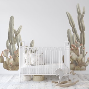 Peel and stick cactus wall decals for a baby girl or boy nursery, gender neutral. Peel and stick, easy to install. Explore the Hope set!
