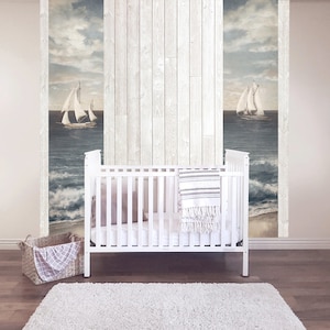 Nautical sail boat wall decal panels, for a baby boy nursery.  Explore the set!