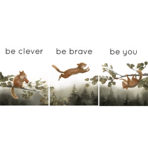 Woodland art prints for a nursery or bedroom.   Gender neutral nursery decor.  Shop the Scout set!