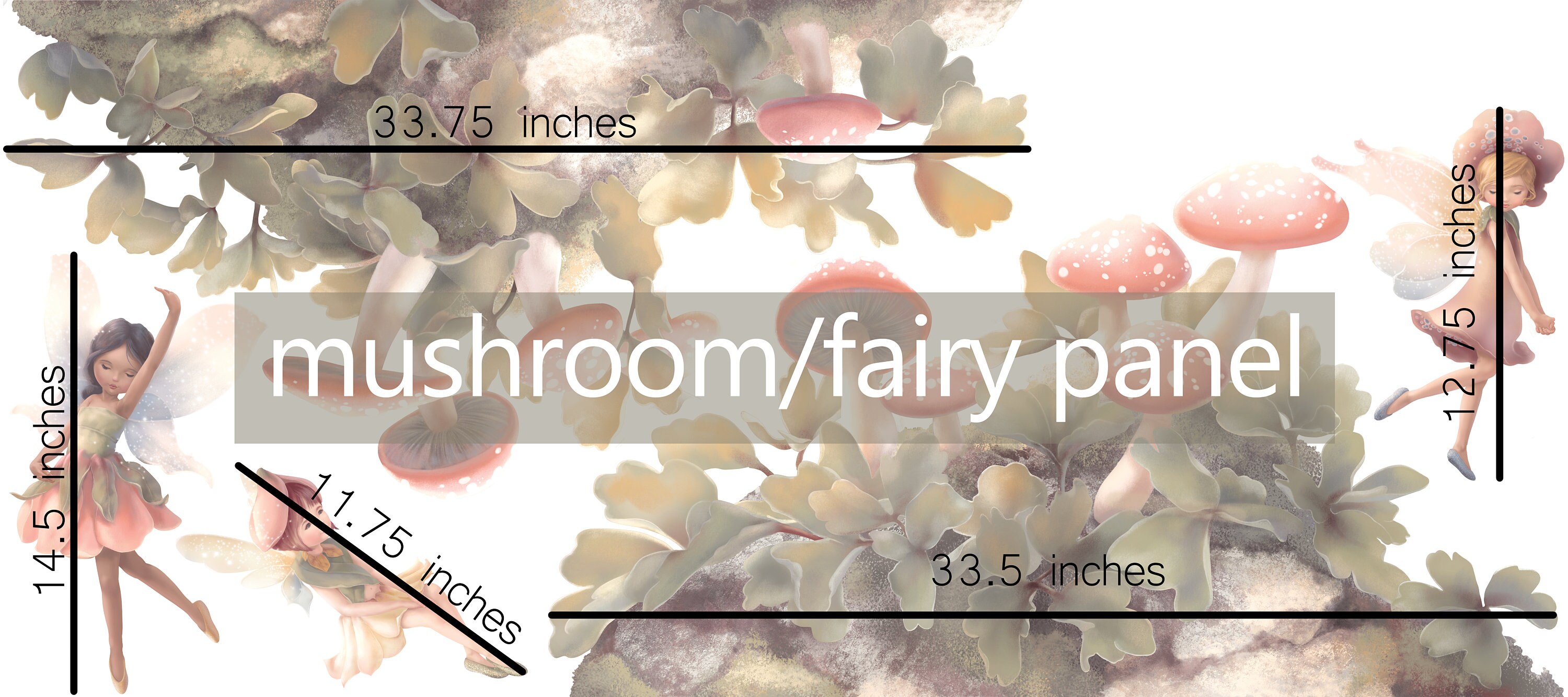 Peel and Stick Garden Floral Wall Decal With Magical Fairies. | Etsy