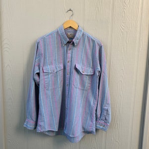 90’s VINTAGE BUTTON UP / Unisex Top / Striped Shirt / Vintage Shirt / Flannel / Vintage Flannel / Dad Shirt