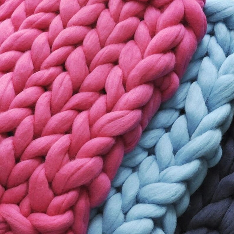 Giant blanket 100% merino wool Chunky knit blanket premium | Etsy