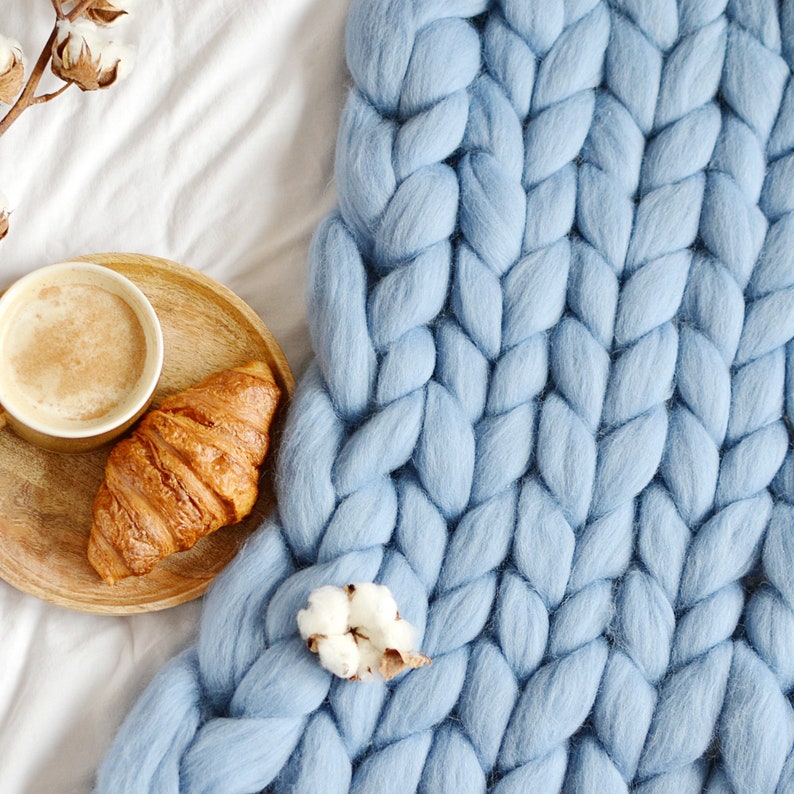 Giant blanket 100 merino wool Chunky Knit Blanket Chunky Etsy