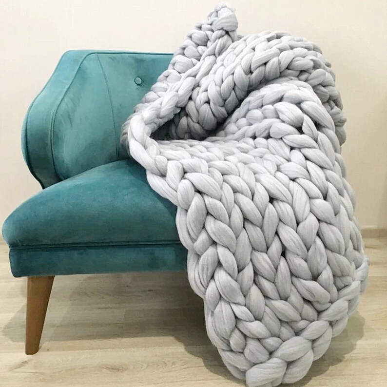 Premium quality thick knit blanket Chunky knit throw Chunky Etsy